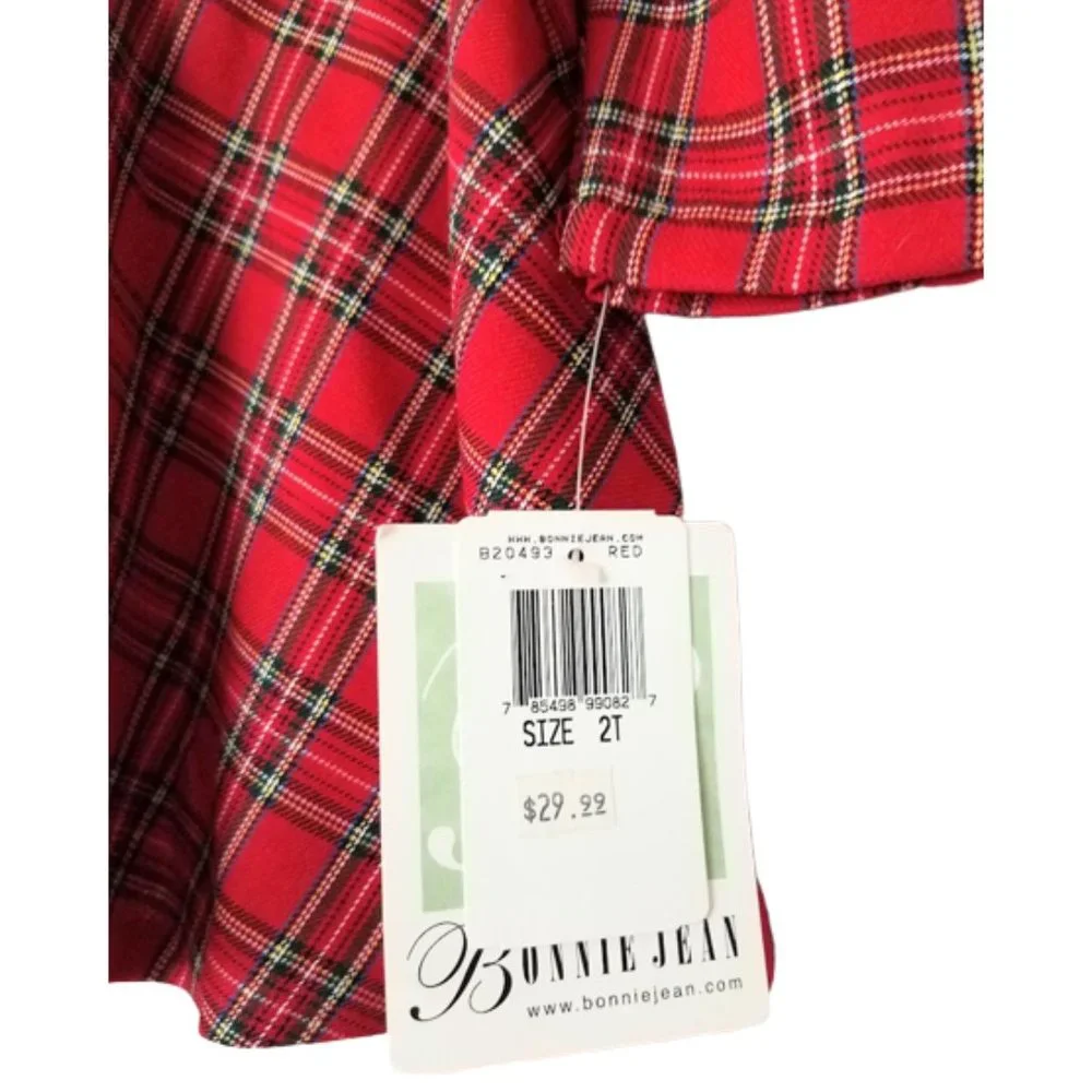 Bonnie Jean Red Plaid Christmas Dress - Toddler Girl's 2 T